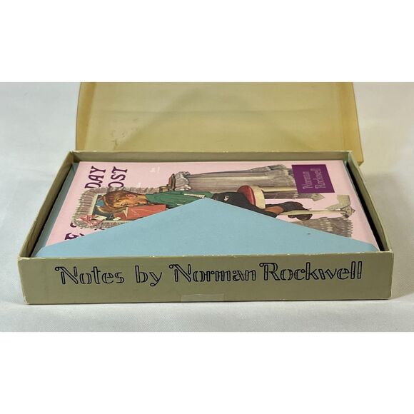 RARE NOS Norman Rockwell 1970s Notecards (8) Gee Whiz Leanin' Tree - Picture 4 of 10